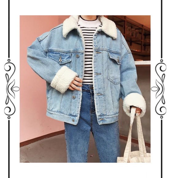 Oversized fleece denim jacket Clearance